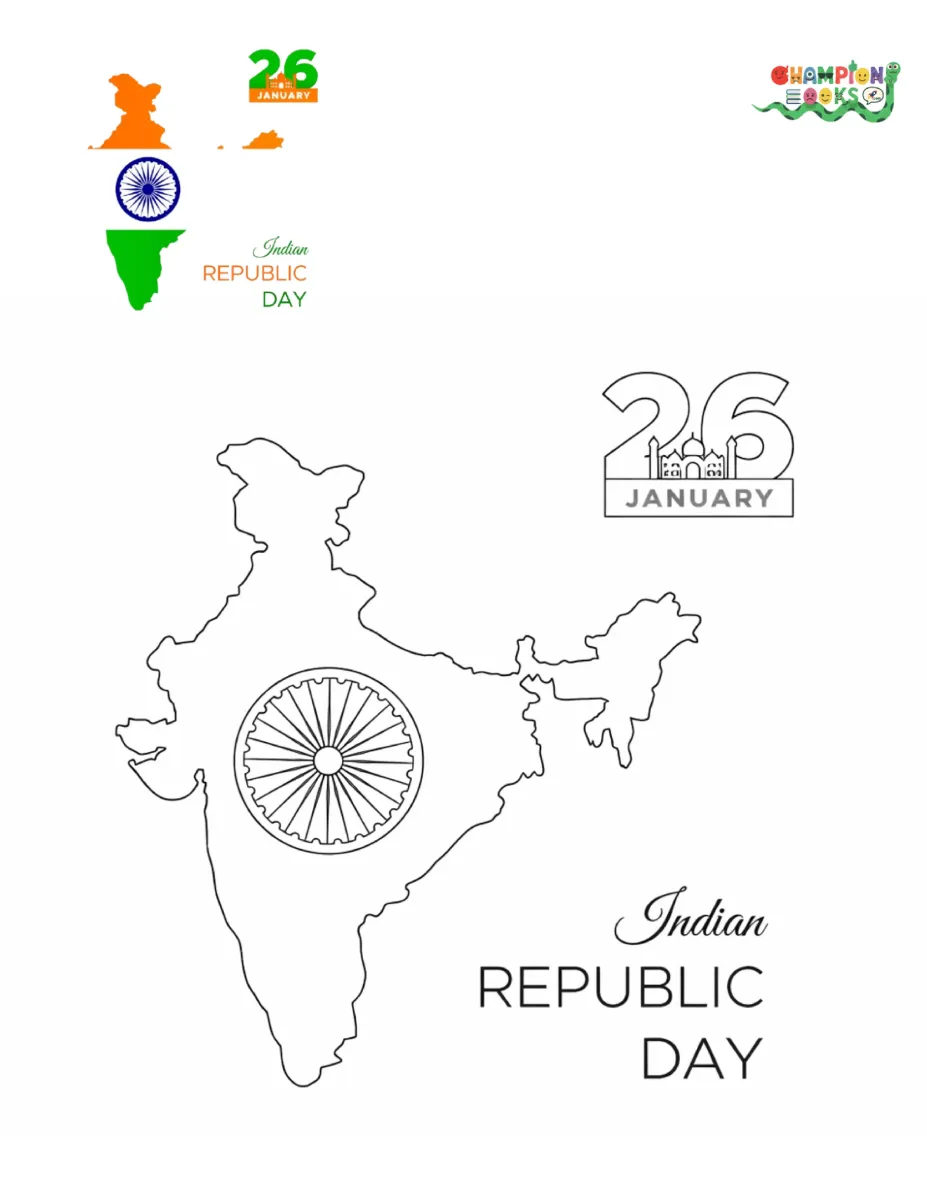 Indian Republic Day Worksheet | Fun Coloring Activity