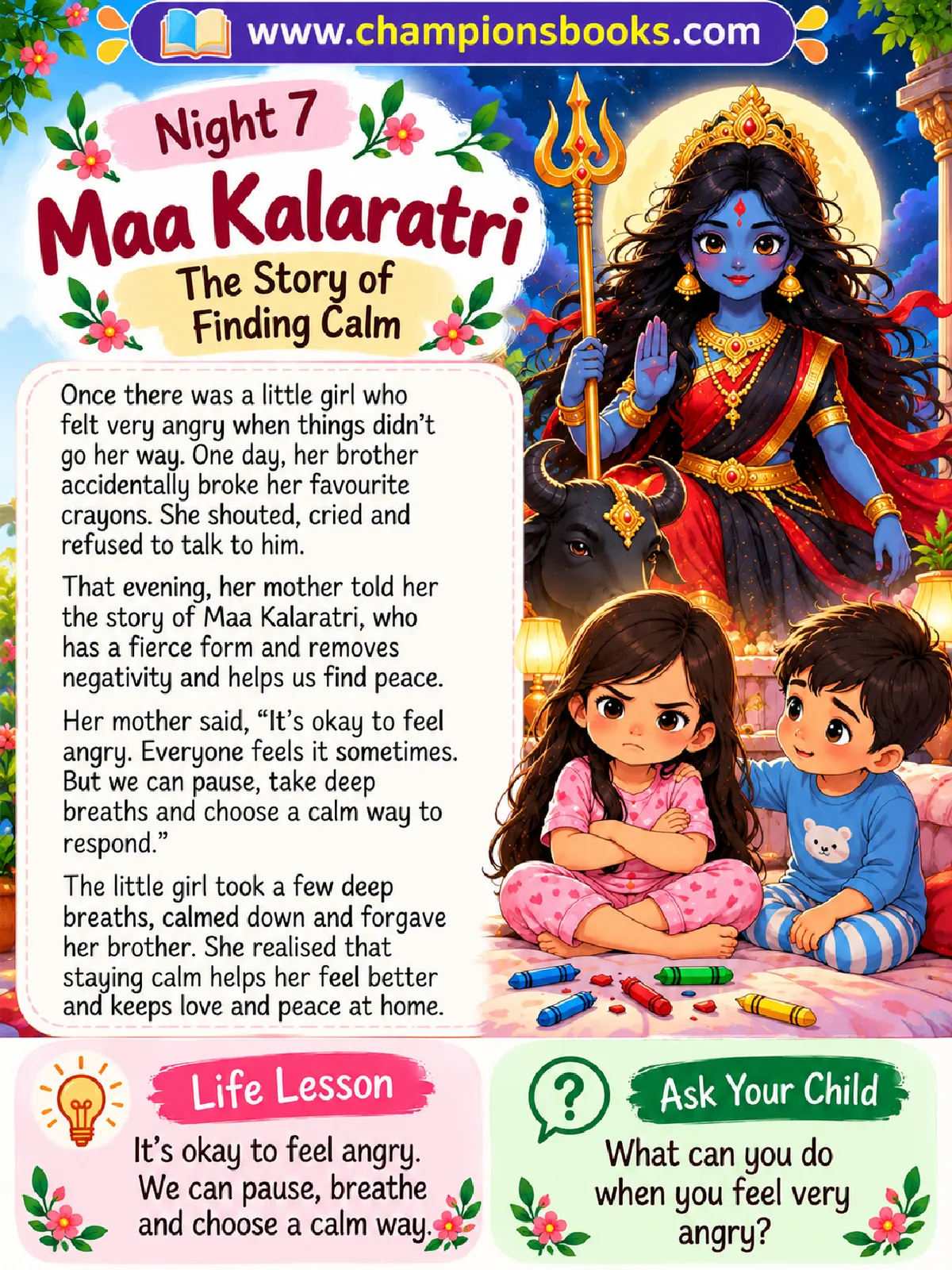 Maa Kalaratri Story for Kids | Navratri Night 7 Printable
