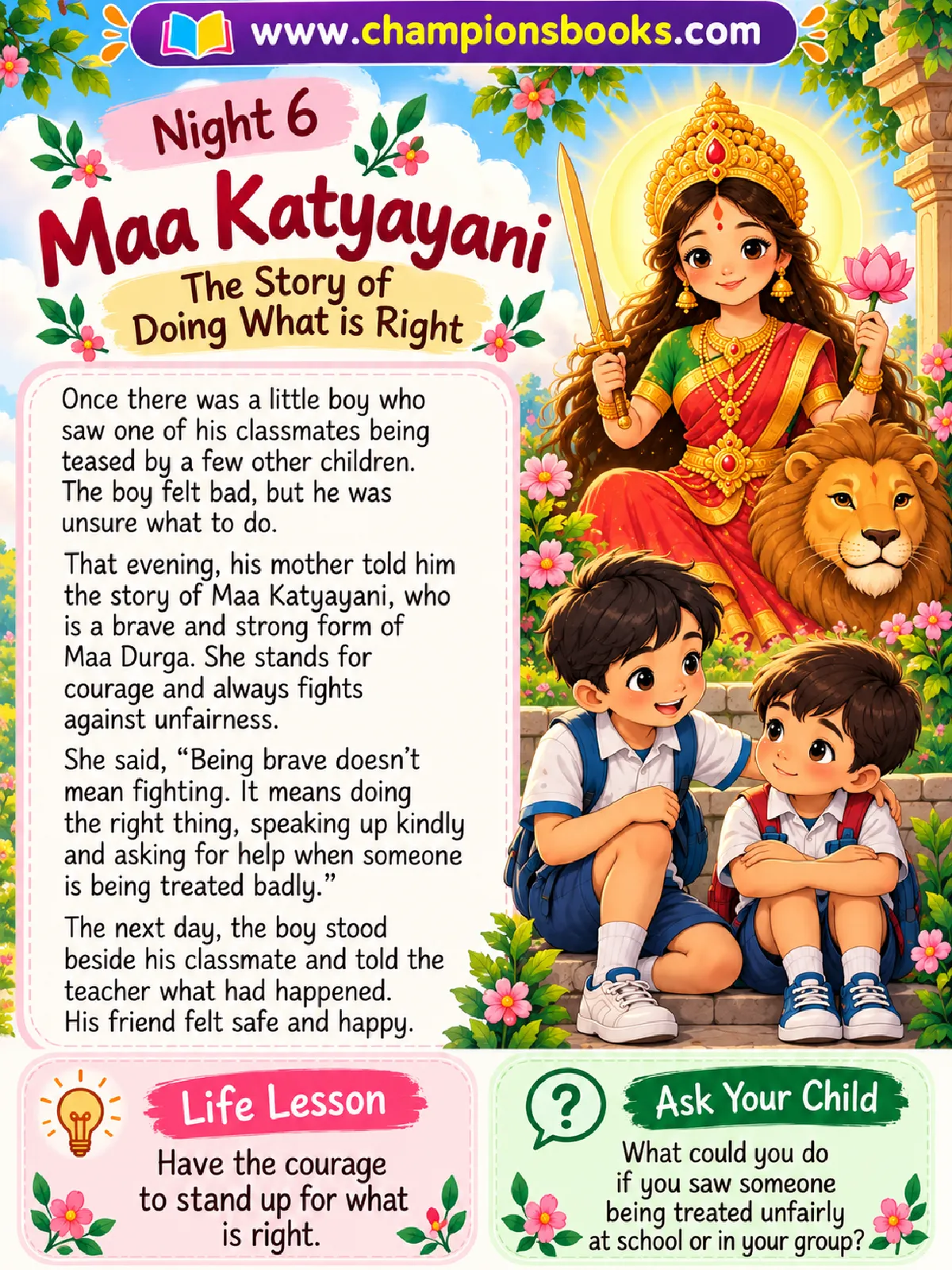 Maa Katyayani Story for Kids | Navratri Night 6 Printable