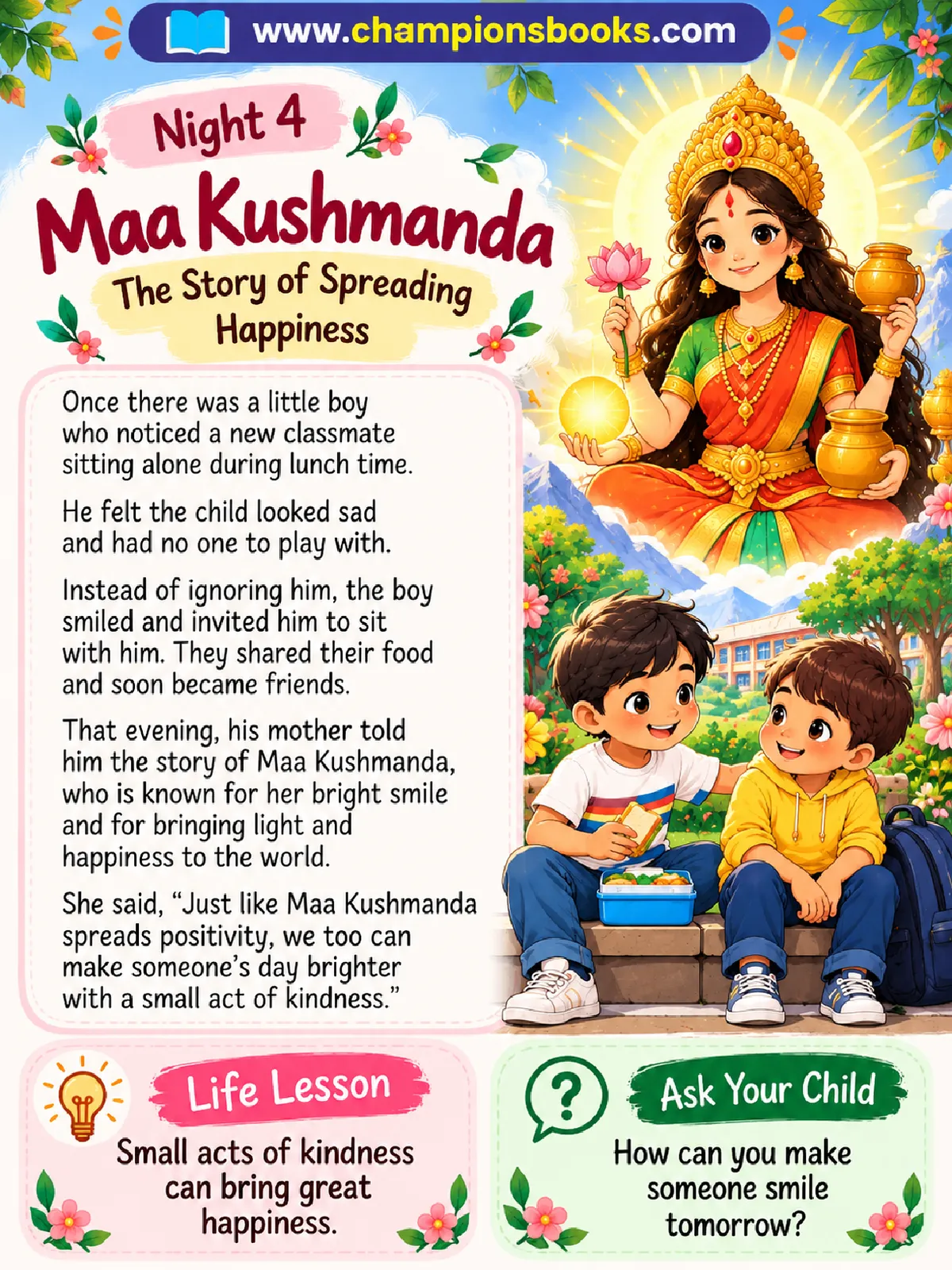 Maa Kushmanda Story for Kids | Navratri Night 4 Printable
