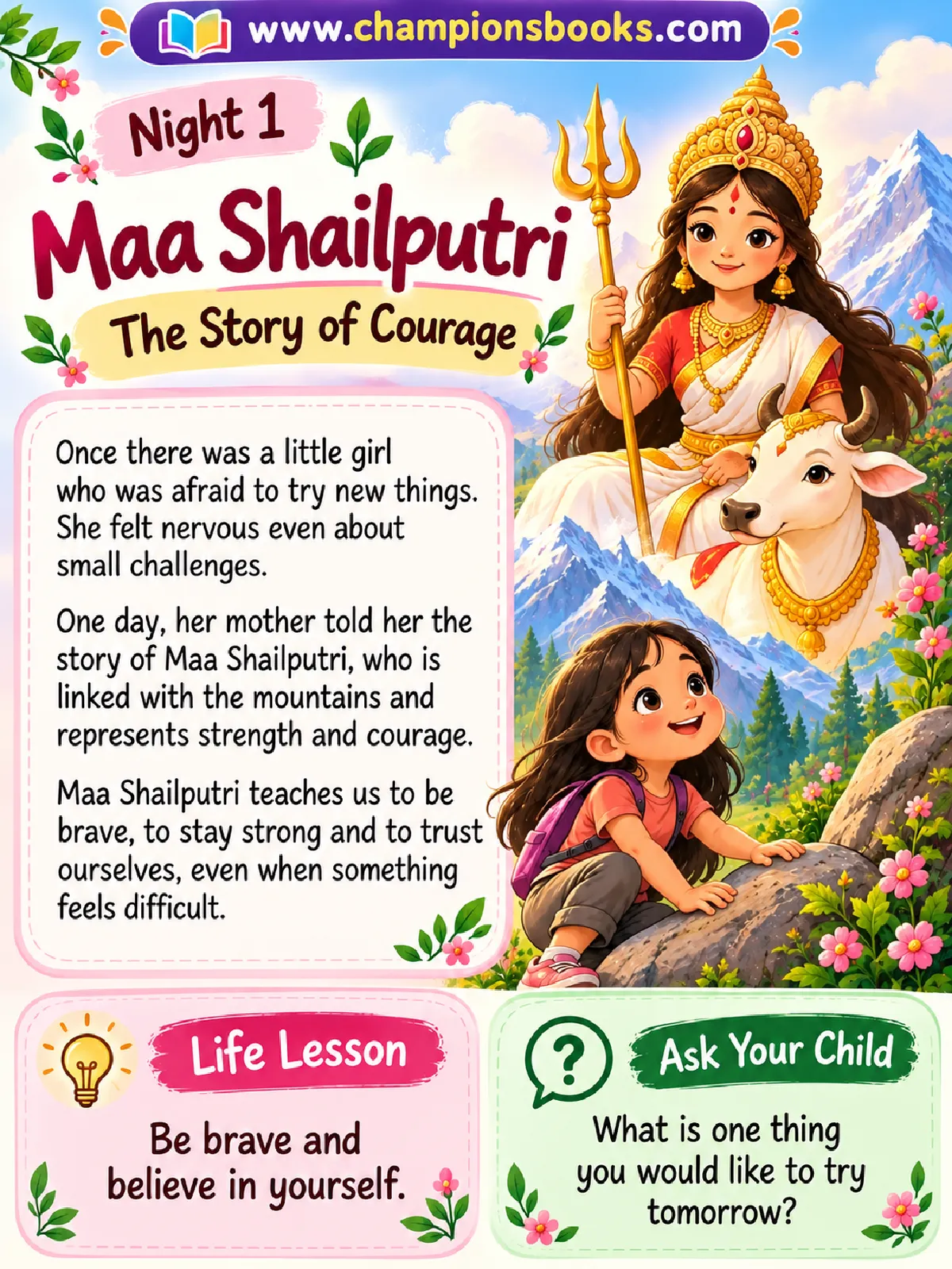 Maa Shailputri Story for Kids | Navratri Night 1 Printable