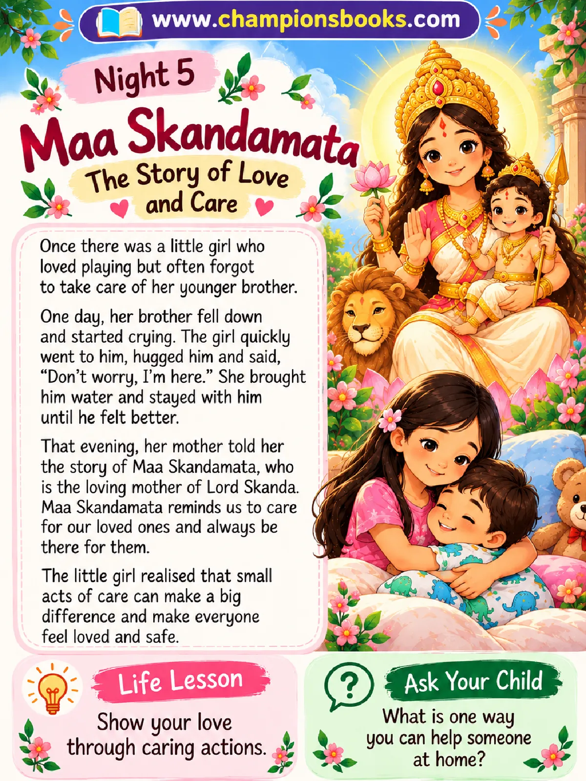 Maa Skandamata Story for Kids | Navratri Night 5 Printable