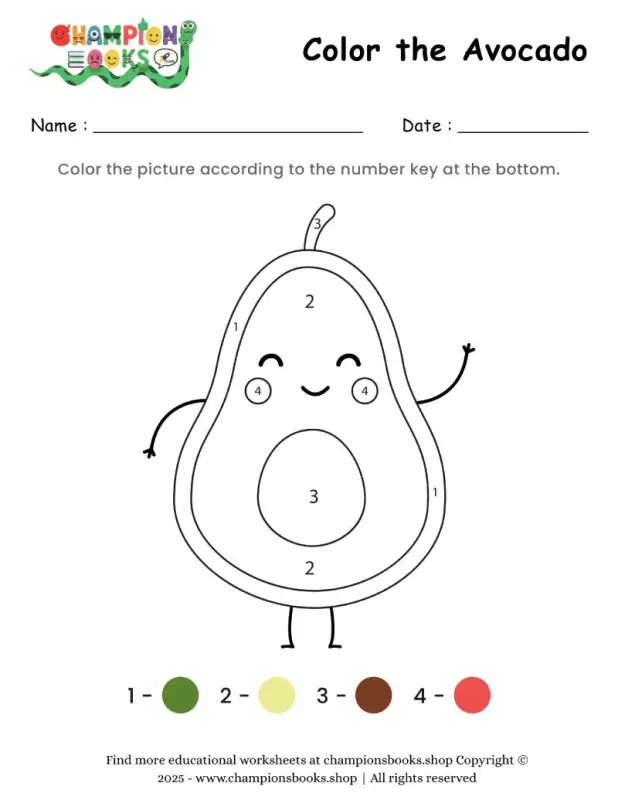 Color the Avocado Worksheet