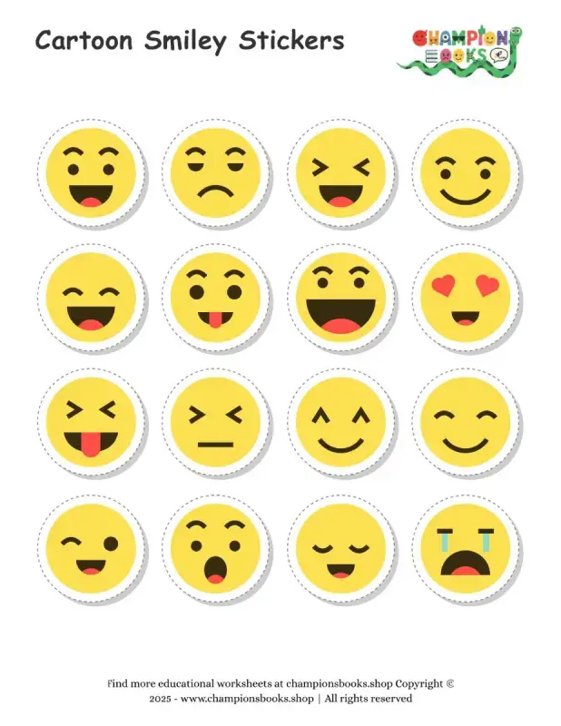 Smiley Stickers for Kids – Printable Emoji Face Sticker Sheet