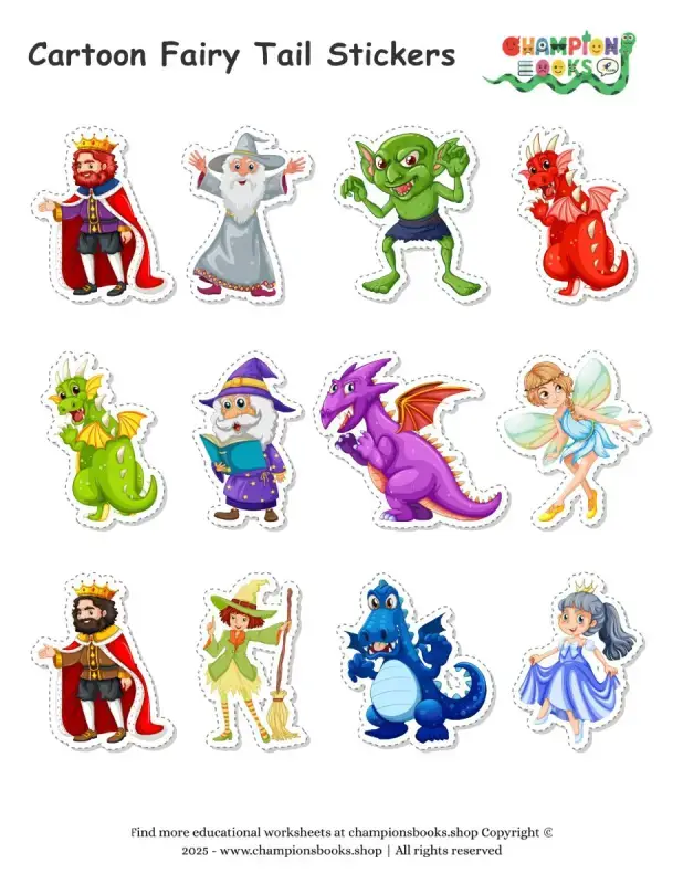 Fairy Tale Stickers for Kids – Kings, Wizards, Dragons & Fairies