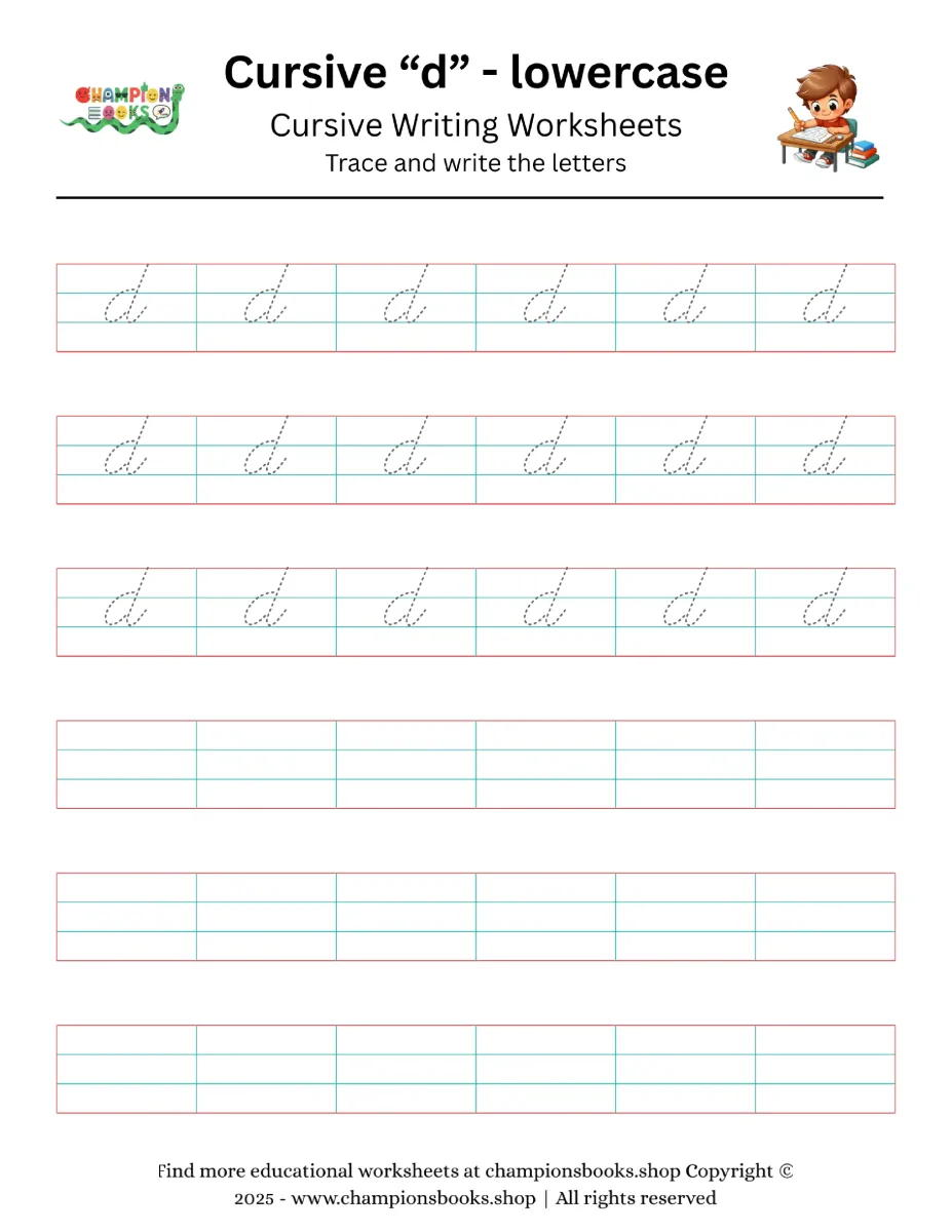 Cursive Letter D Worksheet | Trace & Write Lowercase 'd'