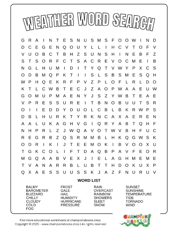 Explore Weather: Fun Word Search Puzzle for Grades 3-4