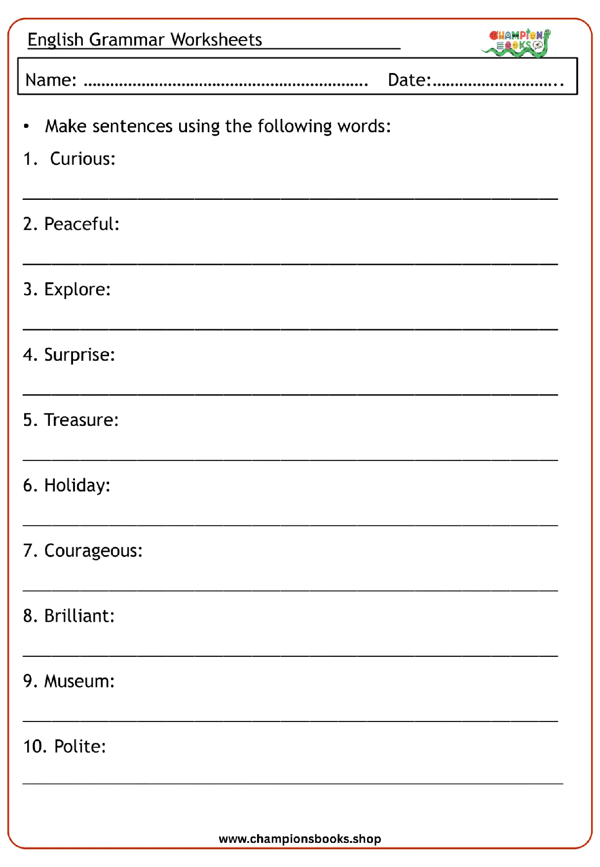 Grade 2 Make Sentences Worksheet | English Grammar Practice