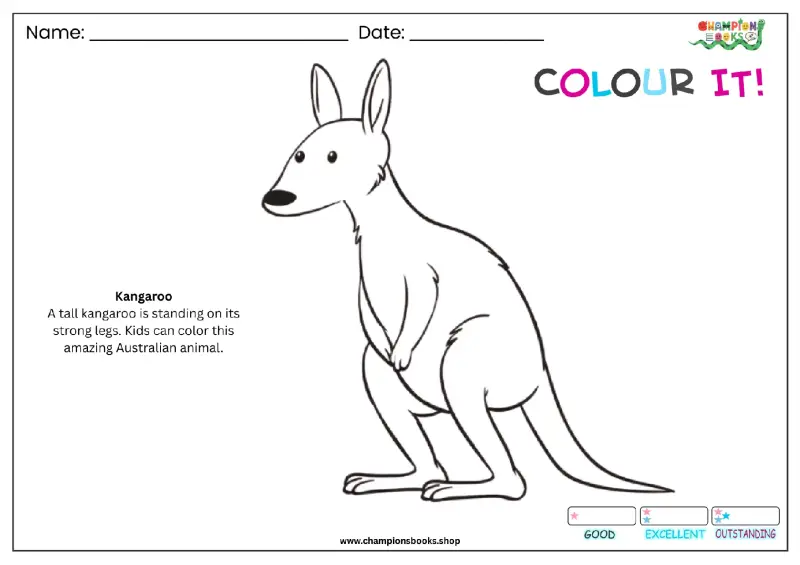 Kangaroo Coloring Page for Kids | Fun Animal Activity