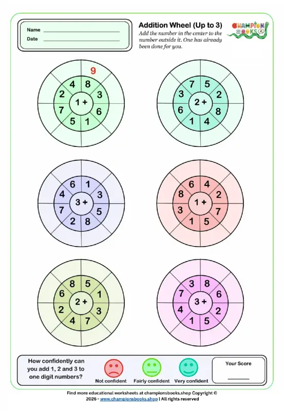 Master Addition with Our Grade 1 Addition Wheel Worksheet