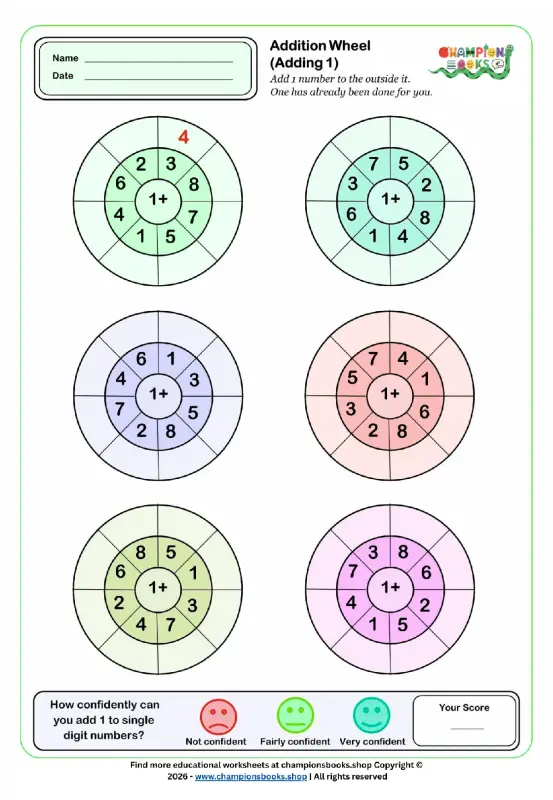 Fun Addition Wheel: Master Adding 1 | Kindergarten Math Practice