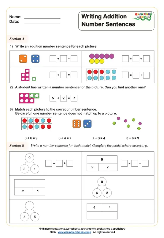 Addition Number Sentences and Part-Whole Models