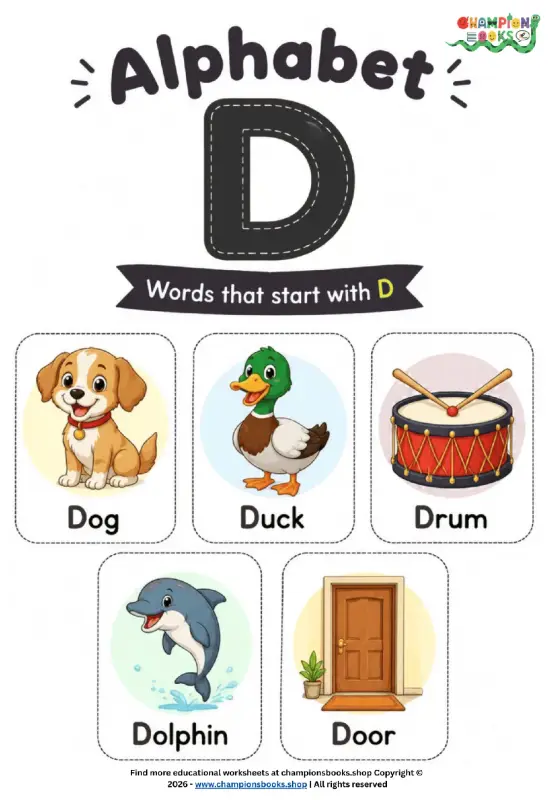 Words that start with D Worksheet - Fun Alphabet Practice
