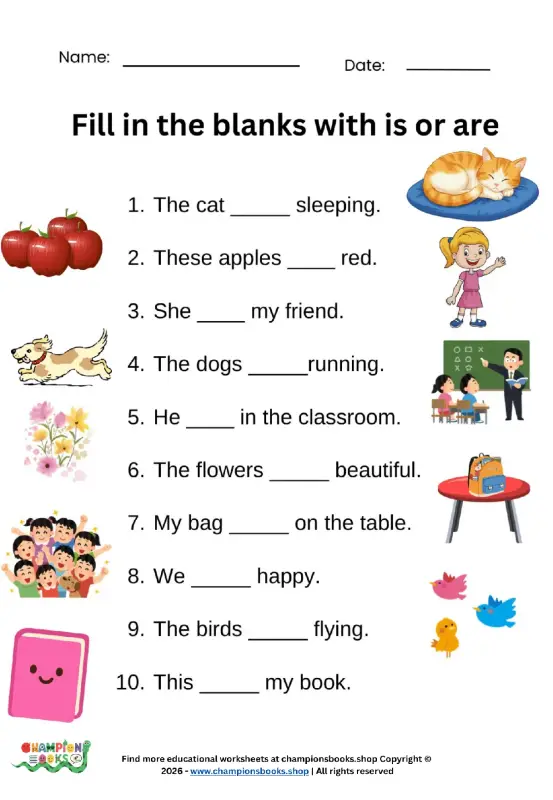 Master 'Is or Are': Fun Grade 1 Grammar Worksheet
