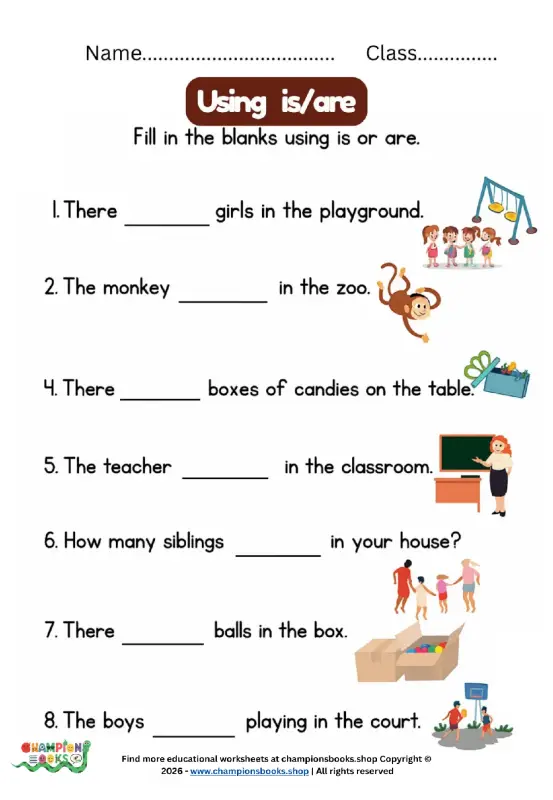 Master 'Is' & 'Are' with Our Fun Grade 1 Worksheet!