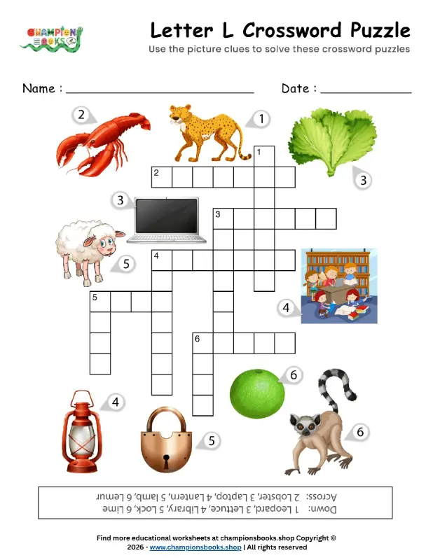 Fun Letter L Crossword Puzzle for Kids | Phonics & Vocab