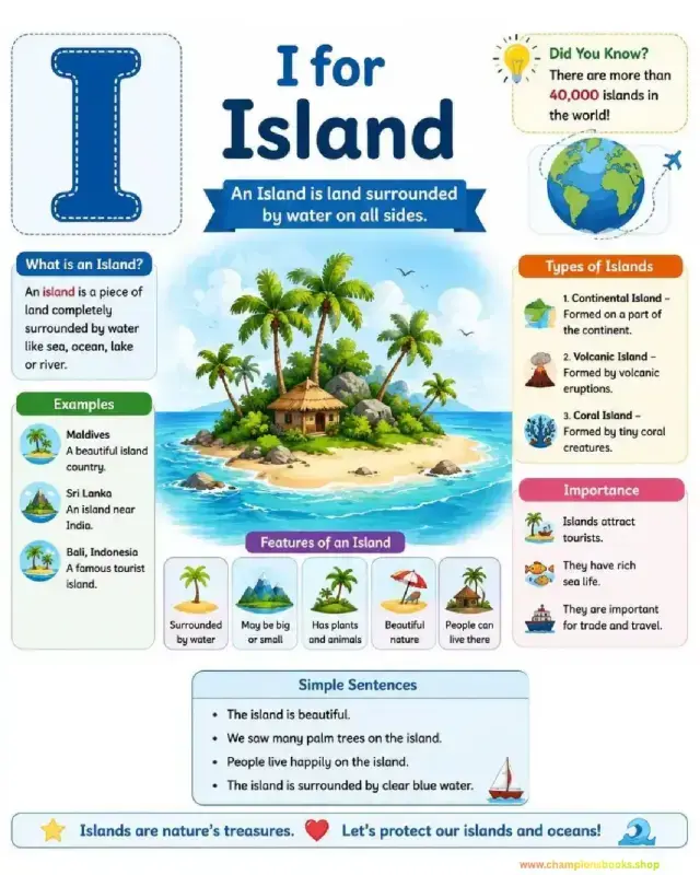 Letter I Island Worksheet: Learn Geography & Alphabet