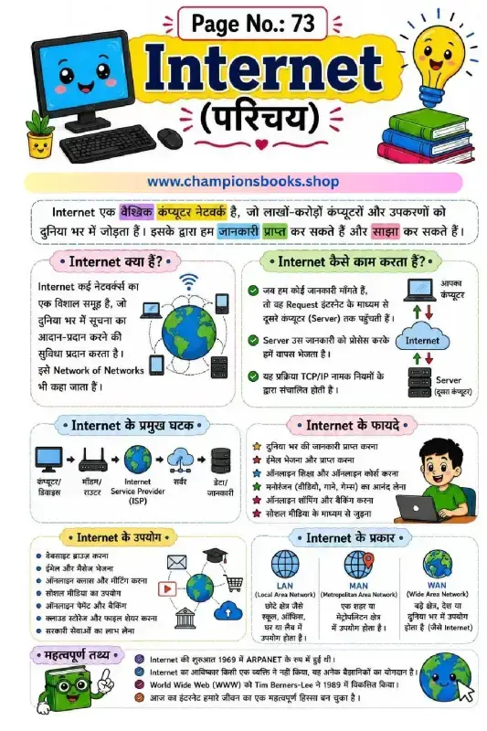 Internet Introduction Worksheet in Hindi for Grade 4